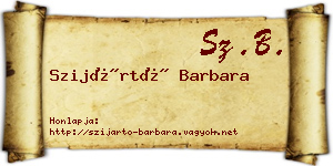Szijártó Barbara névjegykártya